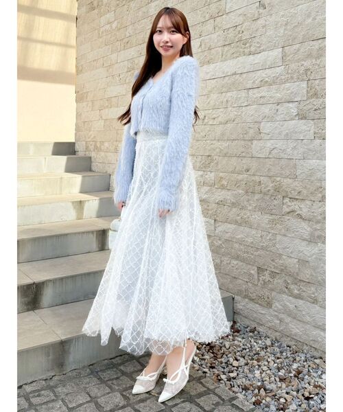 dazzlin（ダズリン）の「スパンコールチュールチェックスカート（スカート・レディース・アイボリー/ブラック/ライトグレー/ピンク/グレー・SMALL/MEDIUM）」の8枚目の写真