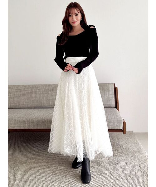 dazzlin（ダズリン）の「スパンコールチュールチェックスカート（スカート・レディース・アイボリー/ブラック/ライトグレー/ピンク/グレー・SMALL/MEDIUM）」の20枚目の写真