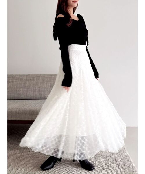 dazzlin（ダズリン）の「スパンコールチュールチェックスカート（スカート・レディース・アイボリー/ブラック/ライトグレー/ピンク/グレー・SMALL/MEDIUM）」の22枚目の写真