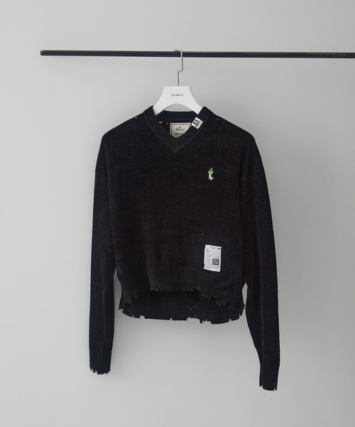 MIHARAYASUHIRO(ミハラヤスヒロ)の「【MIHARA YASUHIRO/ミハラヤスヒロ】DISTRESSED KNIT PULLOVER/ディストレストニットプルオーバー(ニット/セーター・レディース・ライム/ブラック・36)」の2枚目の写真