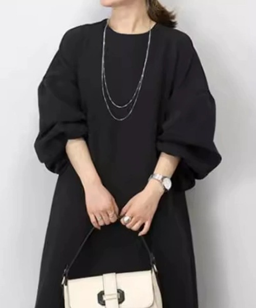 SallyLunn(サリーラン)の「ボリュームスリーブロングワンピース(ワンピース・レディース・ネイビー/ベージュ/ブラック・MEDIUM/LARGE)」の5枚目の写真