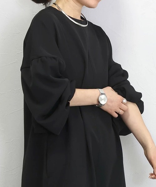 SallyLunn(サリーラン)の「ボリュームスリーブロングワンピース(ワンピース・レディース・ネイビー/ベージュ/ブラック・MEDIUM/LARGE)」の9枚目の写真