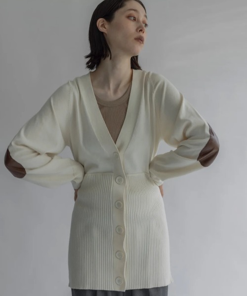 ANTHOM/アントム/カシミヤ混 エルボーパッチカーディガン/A32539