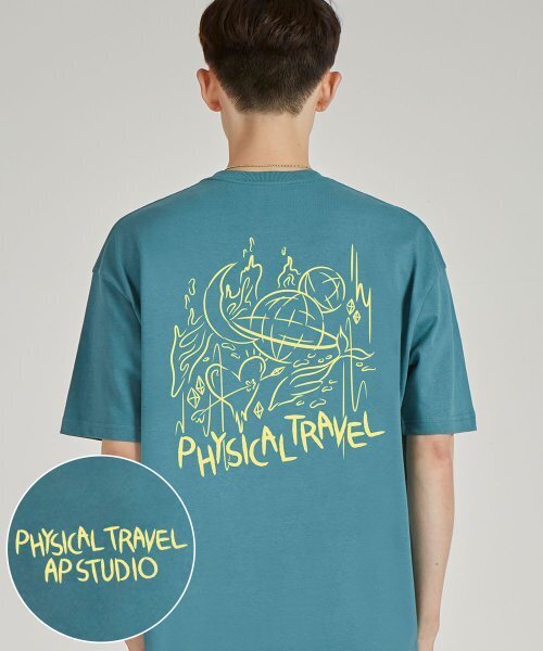 ASTRAL PROJECTION(アストラルプロジェクション)の「ホワイトフィジカルトラベルラウンドネック15番手綿半袖Tシャツ_ブルーグリーン(Tシャツ/カットソー・メンズ・その他・LARGE/X-LARGE)」の1枚目の写真