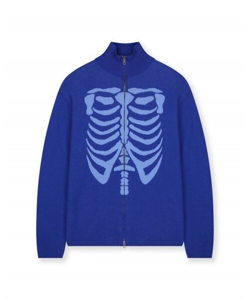 BESLOW(ビースロー)の「SKELETON HIGH NECK KNIT ZIP UP BLUE(カーディガン/ボレロ・メンズ・その他・LARGE/MEDIUM/SMALL/X-LARGE)」の1枚目の写真