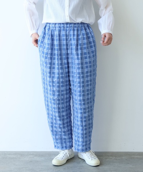 bulle de savon(ビュルデサボン)の「●sheer check タックパンツ(その他パンツ・レディース・ブルー・FREE)」の1枚目の写真