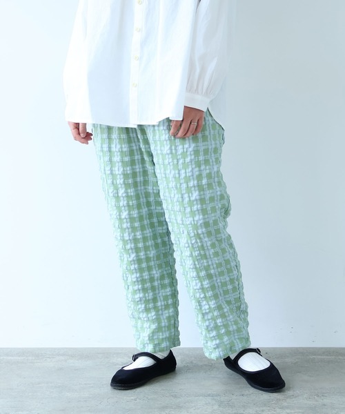 bulle de savon（ビュルデサボン）の「●sheer check タックパンツ（その他パンツ・レディース・ブルー/グリーン・FREE）」の2枚目の写真
