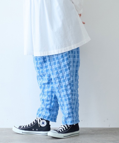 bulle de savon（ビュルデサボン）の「●sheer check タックパンツ（その他パンツ・レディース・ブルー/グリーン・FREE）」の8枚目の写真