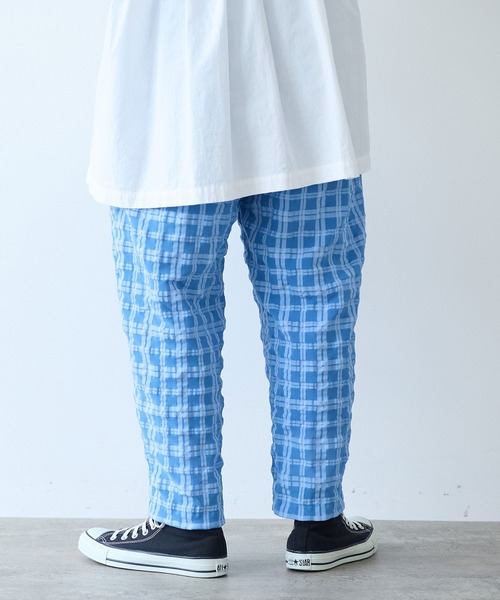 bulle de savon（ビュルデサボン）の「●sheer check タックパンツ（その他パンツ・レディース・ブルー/グリーン・FREE）」の9枚目の写真