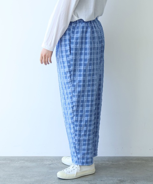 bulle de savon（ビュルデサボン）の「●sheer check タックパンツ（その他パンツ・レディース・ブルー/グリーン・FREE）」の4枚目の写真
