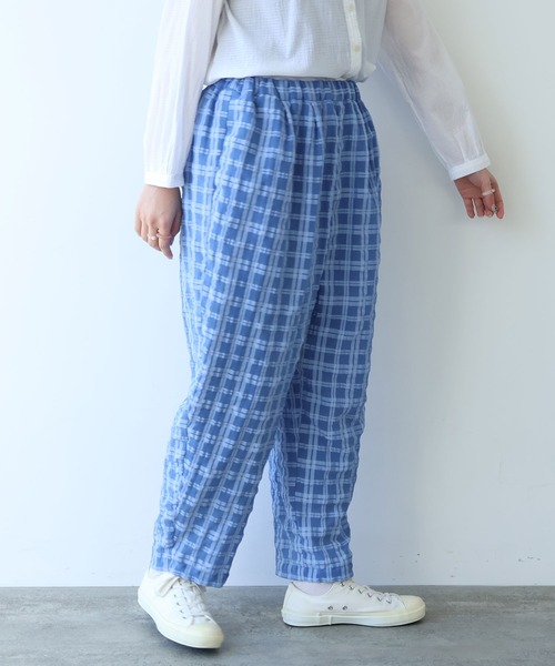 bulle de savon（ビュルデサボン）の「●sheer check タックパンツ（その他パンツ・レディース・ブルー/グリーン・FREE）」の6枚目の写真