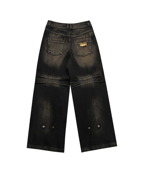 BLR（ビーエルアール）の「Knee Point Washed Denim Pants Brown（デニムパンツ・メンズ・ブラウン・SMALL/MEDIUM）」の3枚目の写真