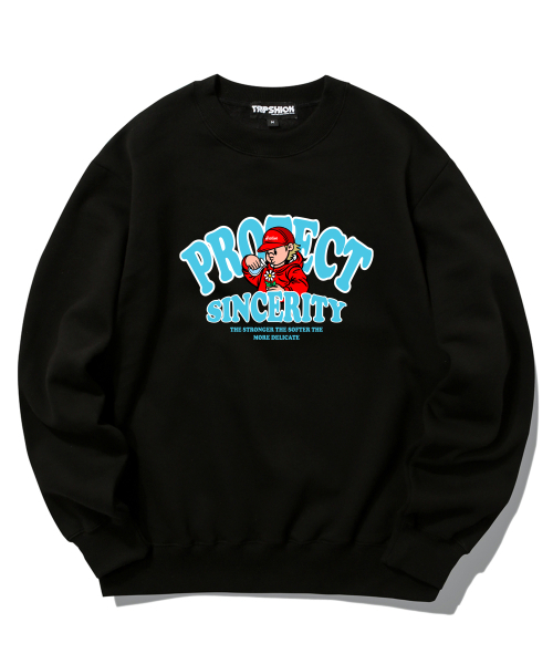 PROTECT BOY グラフィッククルーネック - ブラック