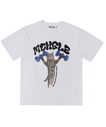 ダンベルキャットオーバーサイズTシャツ（ホワイト）