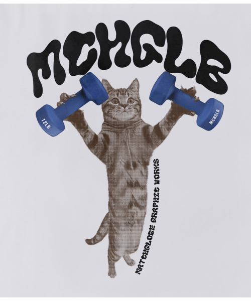 MATCHGLOBE(マッチグローブ)の「ダンベルキャットオーバーサイズTシャツ(ホワイト)(Tシャツ/カットソー・レディース・その他・FREE)」の4枚目の写真
