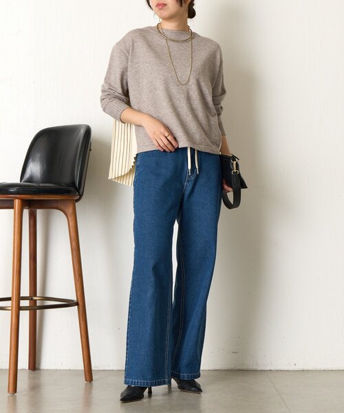 Jena espace merveilleux（ジェナ　エスパスメルヴェイユ）の「【体系カバー◎】バックプリーツボートニット（ニット/セーター・レディース・グレー/パープル/ネイビー・FREE）」の4枚目の写真