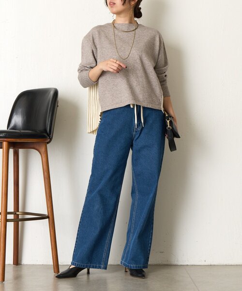 Jena espace merveilleux(ジェナ エスパスメルヴェイユ)の「【体系カバー◎】バックプリーツボートニット(ニット/セーター・レディース・グレー/パープル/ネイビー・FREE)」の5枚目の写真
