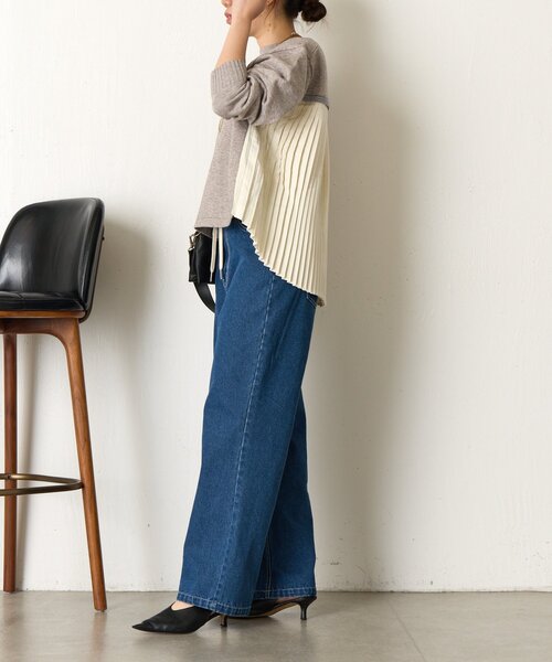Jena espace merveilleux（ジェナ　エスパスメルヴェイユ）の「【体系カバー◎】バックプリーツボートニット（ニット/セーター・レディース・グレー/パープル/ネイビー・FREE）」の6枚目の写真
