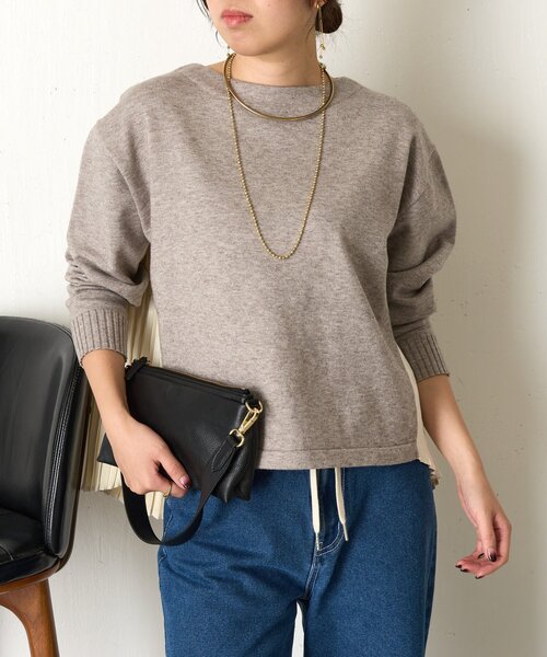 Jena espace merveilleux(ジェナ エスパスメルヴェイユ)の「【体系カバー◎】バックプリーツボートニット(ニット/セーター・レディース・グレー/パープル/ネイビー・FREE)」の8枚目の写真