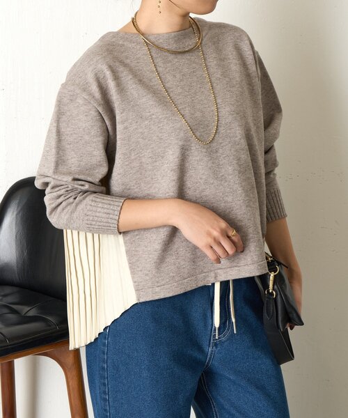 Jena espace merveilleux(ジェナ エスパスメルヴェイユ)の「【体系カバー◎】バックプリーツボートニット(ニット/セーター・レディース・グレー/パープル/ネイビー・FREE)」の9枚目の写真