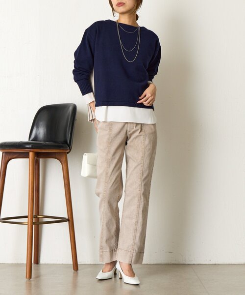 Jena espace merveilleux(ジェナ エスパスメルヴェイユ)の「【体系カバー◎】バックプリーツボートニット(ニット/セーター・レディース・グレー/パープル/ネイビー・FREE)」の22枚目の写真