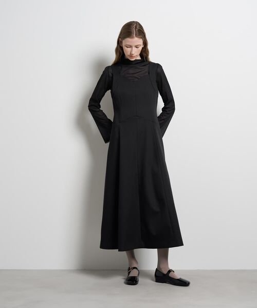 LANVIN en Bleu（ランバンオンブルー）の「マットサテンフレアワンピース（ワンピース・レディース・ブラック/オフホワイト・36/38）」の10枚目の写真