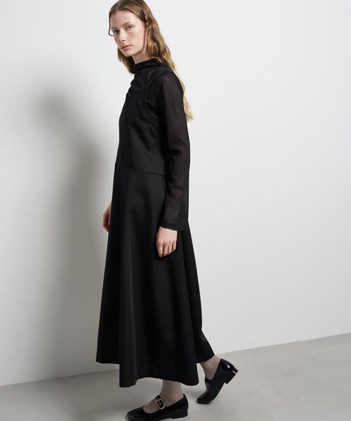 LANVIN en Bleu（ランバンオンブルー）の「マットサテンフレアワンピース（ワンピース・レディース・ブラック/オフホワイト・36/38）」の11枚目の写真