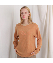 TOIEST（トイエスト）の「刺繍ロゴネックポイント長袖Tシャツオレンジ（Tシャツ/カットソー）」