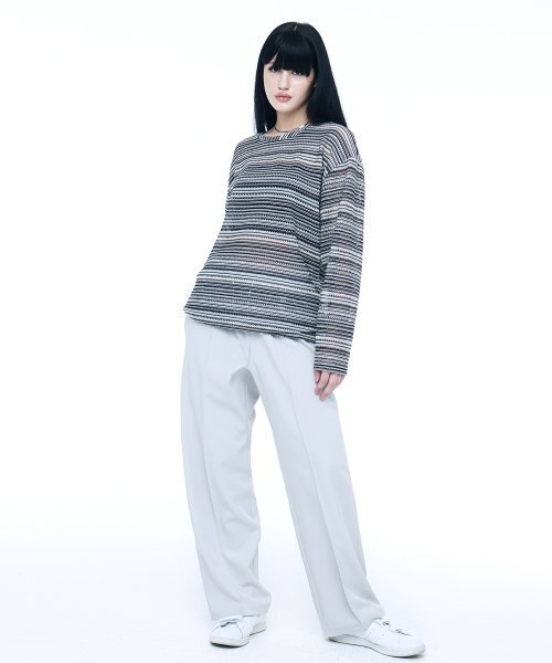 C WEAR BY THE GENIUS（シーウェアバイザジーニアス）の「オーバーサイズシースルークラフトニットプルオーバーブラック（ニット/セーター・レディース・その他・size1/size3）」の2枚目の写真
