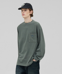 STENDS（ステンズ）の「[M~4XL] ピグメントロングスリーブポケットTシャツ_カーキ（Tシャツ/カットソー）」