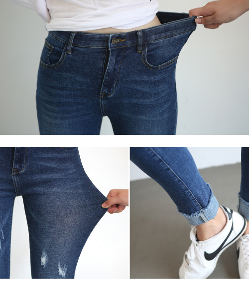 BBAEBBAE（ペッペ）の「スパンロールアップスキニージーンズ（デニムパンツ・レディース・ブルー・SMALL/MEDIUM/LARGE/X-LARGE/XX-LARGE）」の3枚目の写真