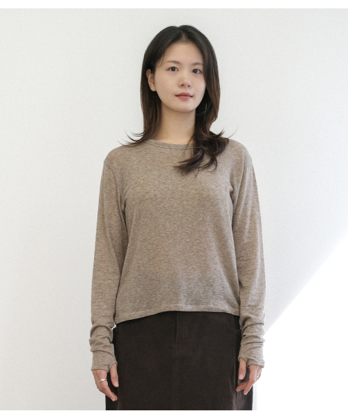 MMOGARDEN(エメモガーデン)の「(w) finger hole l/s tee (3colors)(Tシャツ/カットソー・レディース・オレンジ/モカ/チャコール・FREE)」の4枚目の写真