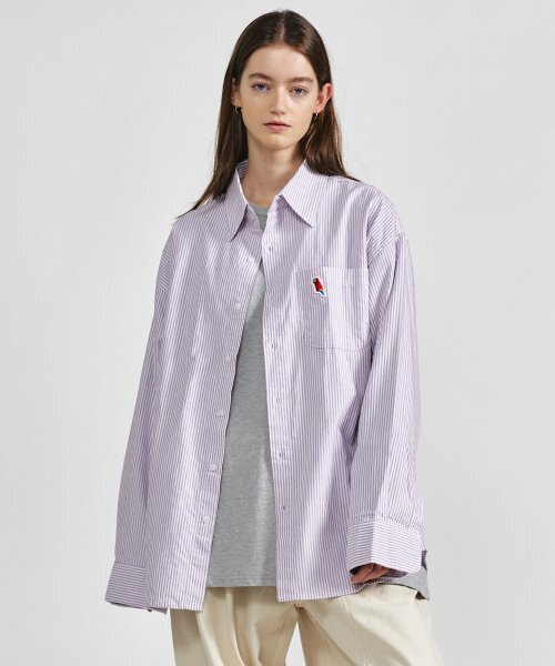 UNION BALANT(ユニオンバランテ)の「アンムサエ ワッペン オックスフォードストライプシャツ パープル(シャツ/ブラウス・レディース・その他・MEDIUM/X-LARGE)」の1枚目の写真