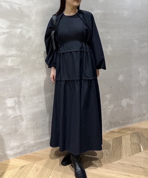 STYLEMIXER(スタイルミキサー)の「ウエストドロストティアードワンピース(ワンピース・レディース・ライトベージュ/イエロー/ネイビー・SMALL/MEDIUM)」の1枚目の写真