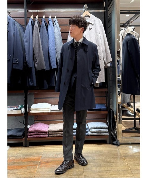 MACKINTOSH PHILOSOPHY（ﾏｯｷﾝﾄｯｼｭ ﾌｨﾛｿﾌｨｰ）の「ストレッチツイル WELLINGTON middle(ウェリントンミドル)（ステンカラーコート・メンズ・ダークネイビー/ベージュ系その他5・38/40）」の3枚目の写真