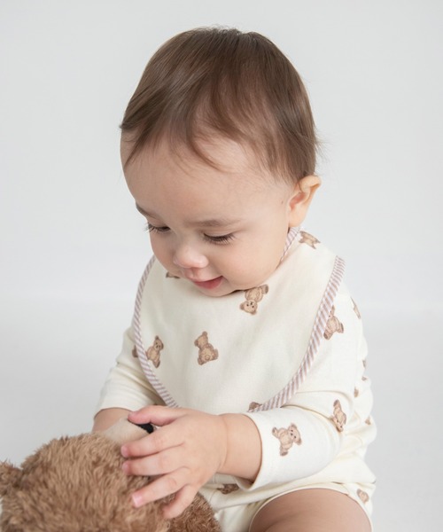 BRANSHES(ブランシェス)の「くま総柄スタイ(スタイ/よだれかけ・キッズ・アイボリー/クリーム・FREE)」の2枚目の写真