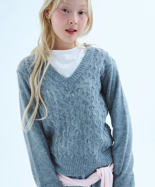 common gull products.(コモンガルプロダクツ)の「風待ちのスパンコールニット(ニット/セーター・レディース・ボルドー/グリーン系/グレー系・SMALL/LARGE/MEDIUM)」の2枚目の写真