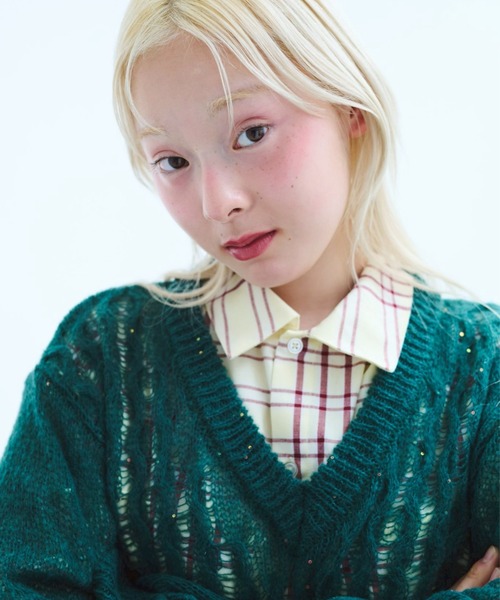 common gull products.(コモンガルプロダクツ)の「風待ちのスパンコールニット(ニット/セーター・レディース・ボルドー/グリーン系/グレー系・SMALL/LARGE/MEDIUM)」の9枚目の写真
