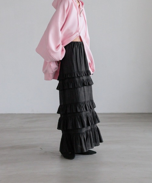 LOWRYS FARM（ローリーズファーム）の「フリルティアードスカード　639582（スカート・レディース・ブラック/アイボリー/グレー/ピンク・FREE）」の12枚目の写真