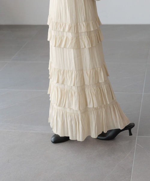 LOWRYS FARM（ローリーズファーム）の「フリルティアードスカード　639582（スカート・レディース・ブラック/アイボリー/グレー/ピンク・FREE）」の8枚目の写真