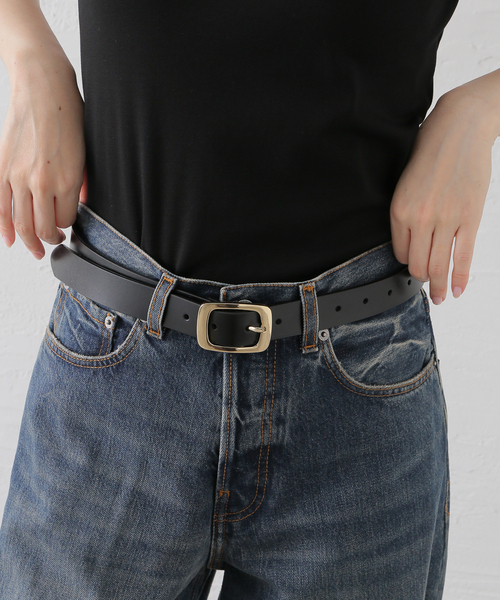 SLOBE IENA（スローブイエナ）の「《追加2》SLOBE スクエアメタルレザーベルト（ベルト・レディース・ブラック・FREE）」の3枚目の写真