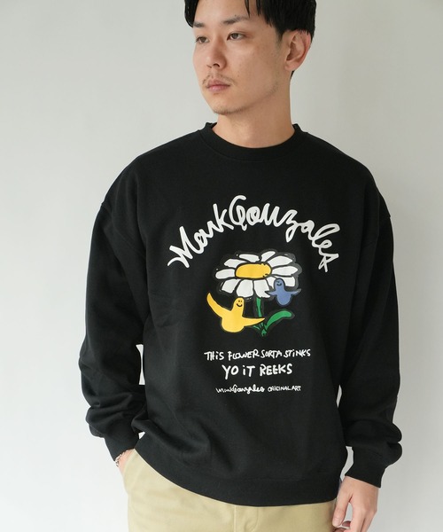 RiNc (リンク)の「【 MARK GONZALES 】 フラワーアート グラフィック クルーネック スウェット(スウェット・メンズ・ホワイト/杢グレー/ブラック・L/XL/M)」の1枚目の写真