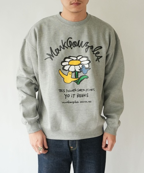 RiNc (リンク)の「【 MARK GONZALES 】 フラワーアート グラフィック クルーネック スウェット(スウェット・メンズ・ホワイト/杢グレー/ブラック・L/XL/M)」の5枚目の写真