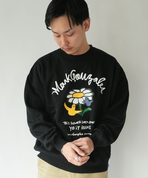RiNc (リンク)の「【 MARK GONZALES 】 フラワーアート グラフィック クルーネック スウェット(スウェット・メンズ・ホワイト/杢グレー/ブラック・L/XL/M)」の8枚目の写真