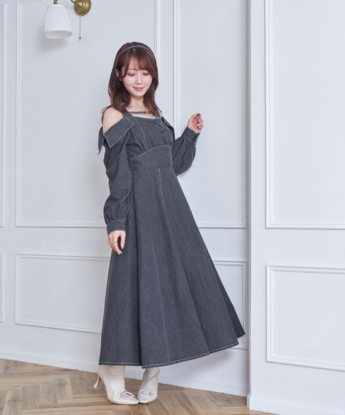 ロゼミューズ ワンピース グレー セール】denim flare dress（ワンピース）｜Rose Muse（ロゼミューズ