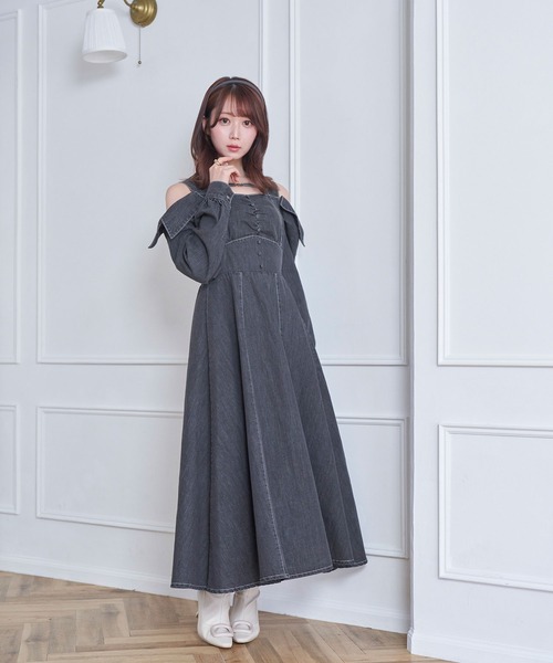 Rose Muse(ロゼミューズ)の「denim flare dress(ワンピース・レディース・グレー/ネイビー・FREE)」の5枚目の写真