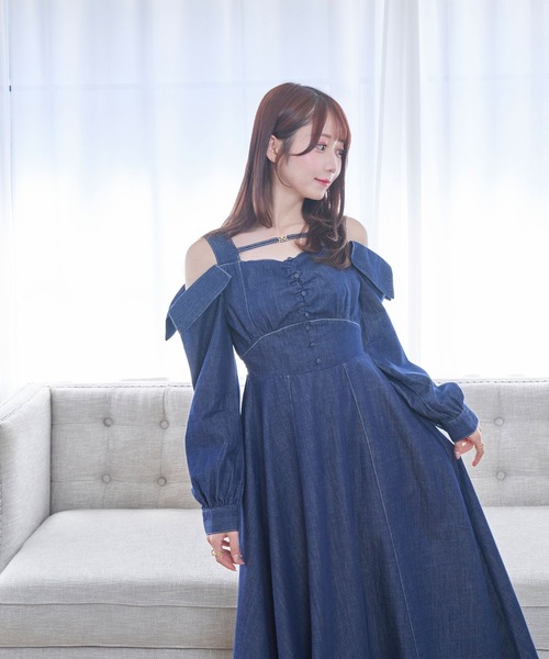 Rose Muse(ロゼミューズ)の「denim flare dress(ワンピース・レディース・グレー/ネイビー・FREE)」の8枚目の写真