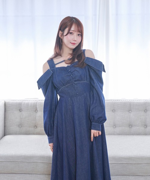 Rose Muse(ロゼミューズ)の「denim flare dress(ワンピース・レディース・グレー/ネイビー・FREE)」の9枚目の写真