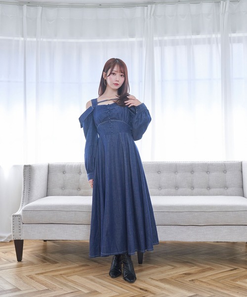 Rosemuse denim puff sleeves dress サックス Rosemuse denim puff sleeves dress サックス denim puff sleeves