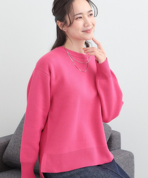 SHOO・LA・RUE（シューラルー）の「【S-LL/洗濯機可/体型カバー】大人世代も取り入れやすい スウェットライクニット（ニット/セーター・レディース・ネイビー/ピンク系/イエロー系その他/ホワイト系5・01/02/03/04）」の4枚目の写真